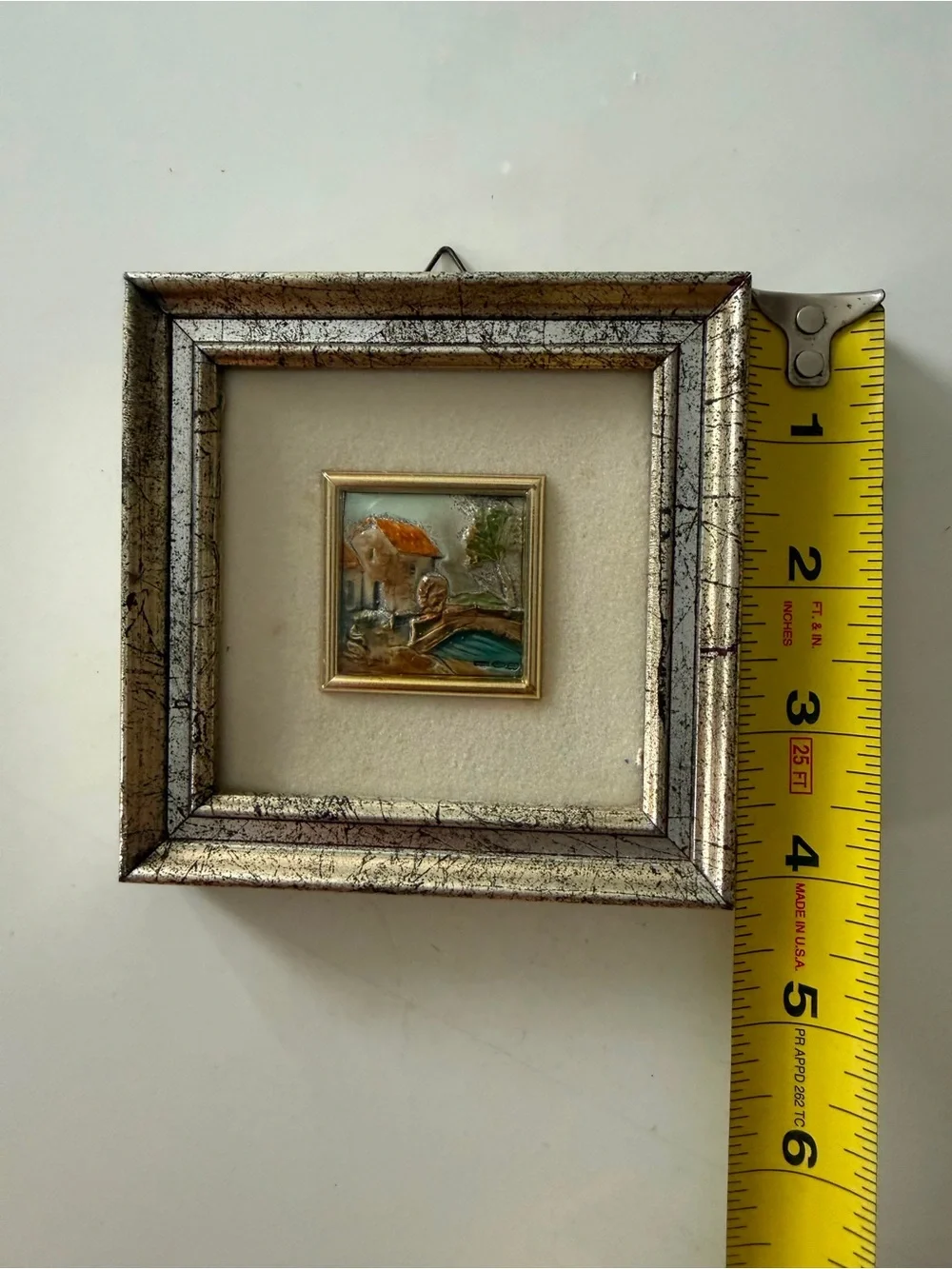 Vintage Framed 3D Ceramic Tile Landscape Miniature Wall Art Italy